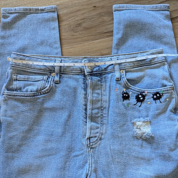 Forever 21 Upcycled Denim Jeans, Studio Ghibli Spirited Away Embroidery, 29/8 - Picture 6 of 8
